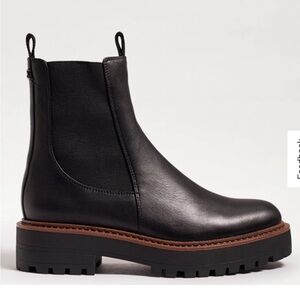 Sam Edelman Laguna Waterproof Lug Sole Chelsea Boot Black and Brown Leather